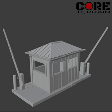 Load image into Gallery viewer, Guard shack with working barrier arms and door.