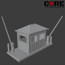 Load image into Gallery viewer, Guard shack with working barrier arms and door.
