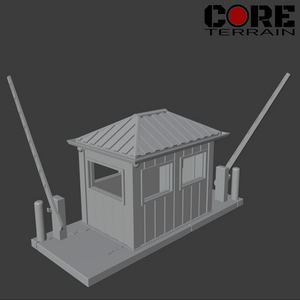 Guard shack with working barrier arms and door.